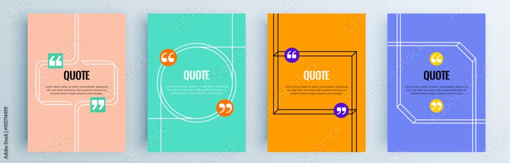 Poster quote frames blank templates set. text in brackets, citation empty speech bubbles, quote bubbles. te