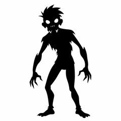 Halloween Zombie black vector silhouette