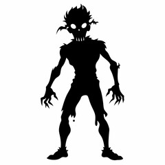 Halloween Zombie black vector silhouette