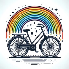 Fototapeta premium Rainbow Bicycle Illustration
