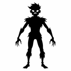 Fototapeta premium Halloween Zombie black vector silhouette