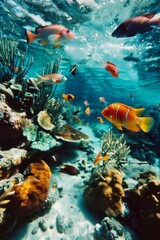 Colorful Fish Swimming in Coral Reef

