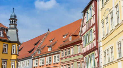 Obraz premium Colorful historic houses a the market square in Bad Langensalza, Germany