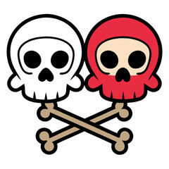  Vector and silhouette  cross wise  bone  with Skull