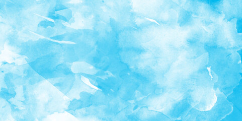 White and blue watercolor splash wallpaper with watercolor stains, watercolor background in blue and white painting with splashes, 