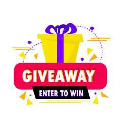 Fototapeta premium Giveaway, enter to win. Social media post template for promotion design or website banner. Win a prize giveaway. Gift box with modern typography lettering Giveaway. Giveaway gift concept for winners