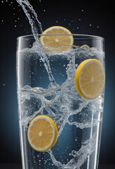 Minimal photorealistic of Sparkling Water , vivid colors, plain solid background