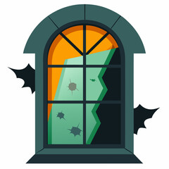 Halloween broken window Silhouette Vector illustration