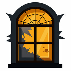 Halloween broken window Silhouette Vector illustration