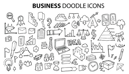 Business doodle icons vector