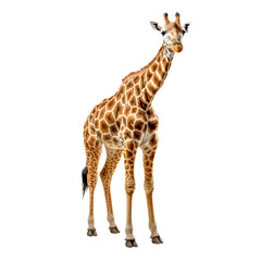 Fototapeta premium Giraffe (Giraffa) , freigestellt vor transparentem Hintergrund, Generative AI