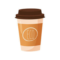 Eco paper cup packaging isolated on white background.	
