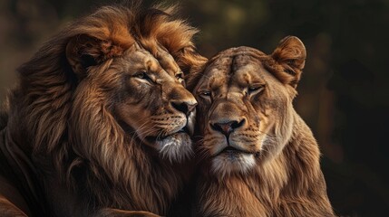 African Majestic Lion Couple