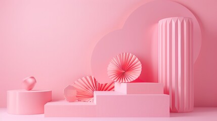 Minimalist pink geometric shapes and structures