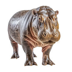 Obraz premium Nilpferd, Flusspferd (Hippopotamus amphibius), freigestellt vor transparentem Hintergrund, Generative AI