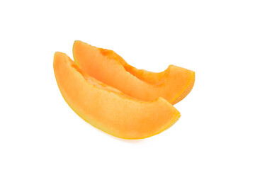 Slices of a melon isolated on white background.