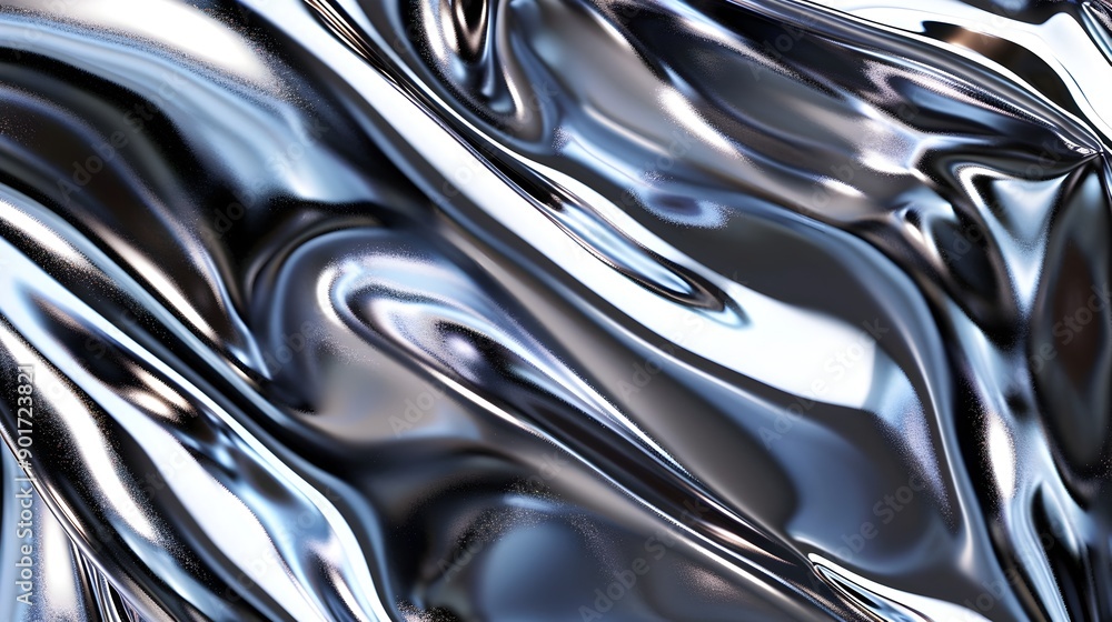 Poster shimmering chrome texture with mesmerizing mirror-like reflections