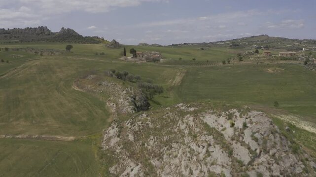 Aerial, Landscapes Around Lago di Prizzi, Sicily, Italy