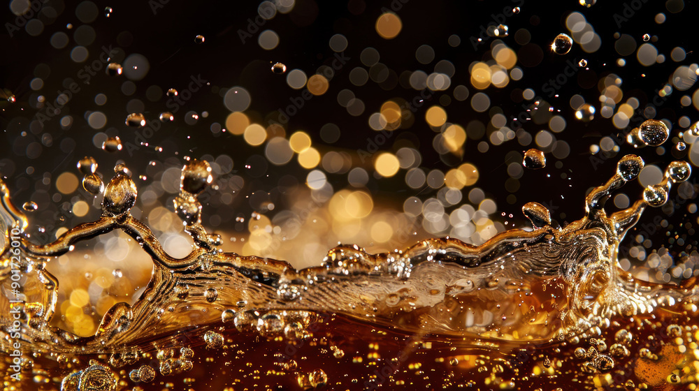 Poster Refreshing Soda Splash with Bubbles on Studio Background