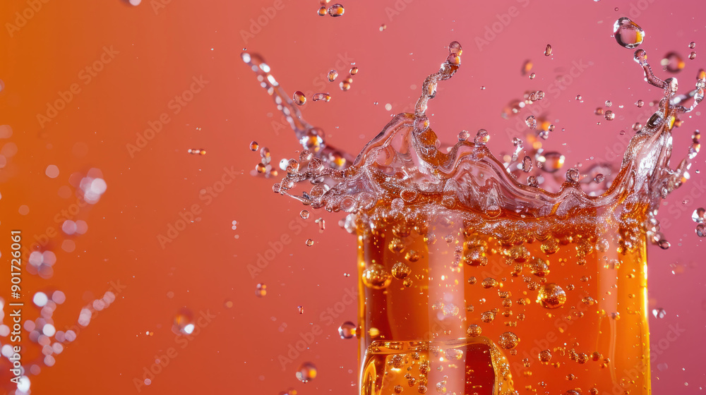 Aufkleber refreshing soda splash with bubbles on studio background