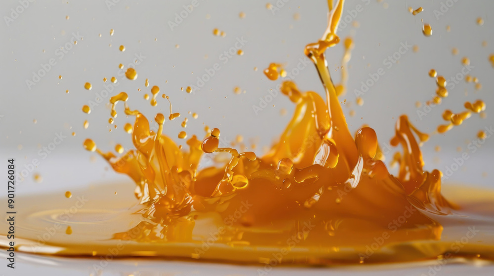Poster Golden Honey Splash Abstract Patterns on Studio Backdrop
