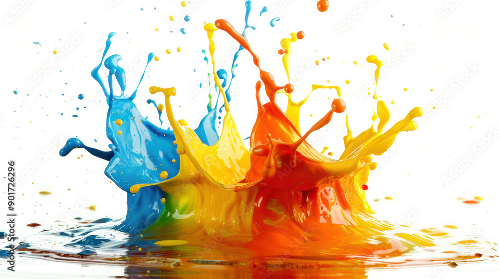 Poster colorful paint splash in studio isolation - abstract artistic background with vibrant colors
