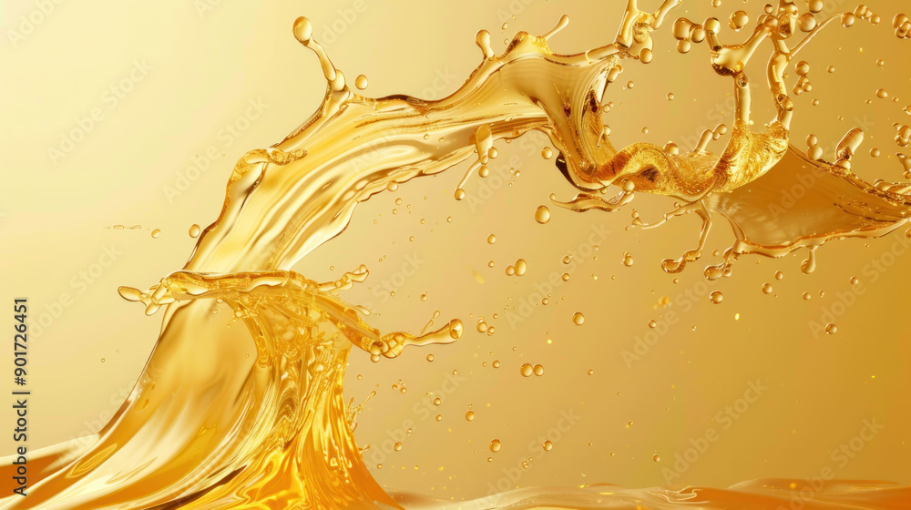 Poster Shimmering Liquid Gold Splash Creating Abstract Patterns on Studio Background