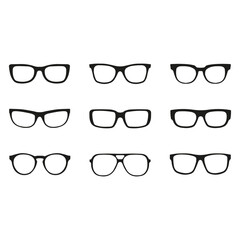 A set of glasses isolated. Vector glasses model icons.