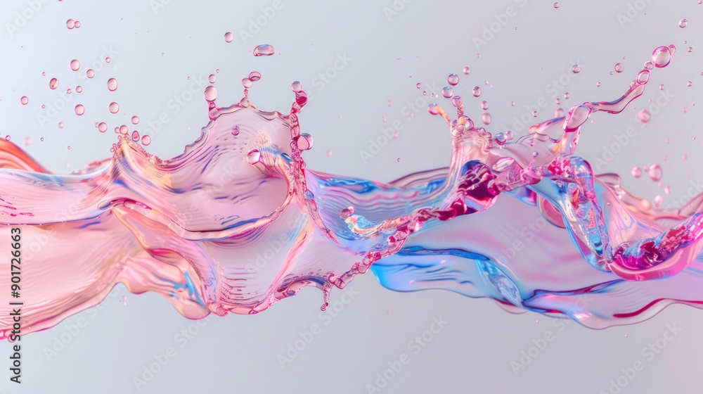 Poster Vivid Liquid Soap Splash Creating Abstract Patterns on Studio Background