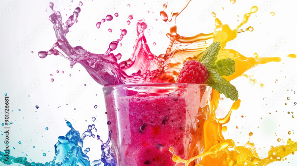 Aufkleber refreshing smoothie splash in vibrant colors captured in studio isolation
