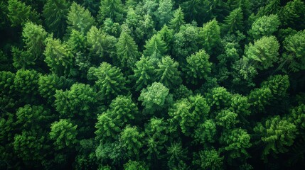 Fototapeta premium Lush Green Pine Forest Captured From Above During Clear Summer Day. Generative AI
