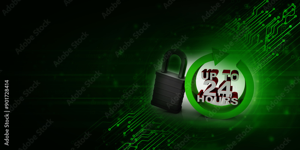 Poster concept: opening hours sign. 3d rendering