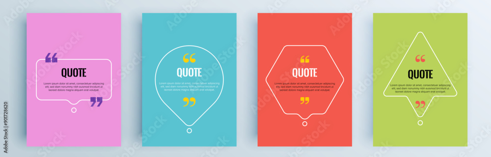 Poster quote frames blank templates set. text in brackets, citation empty speech bubbles, quote bubbles. te