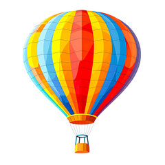 Fototapeta premium Colorful hot air balloon with vibrant stripes isolated on transparency PNG background. Perfect for travel themes and adventure-related stock photos. Represents freedom and exploration.