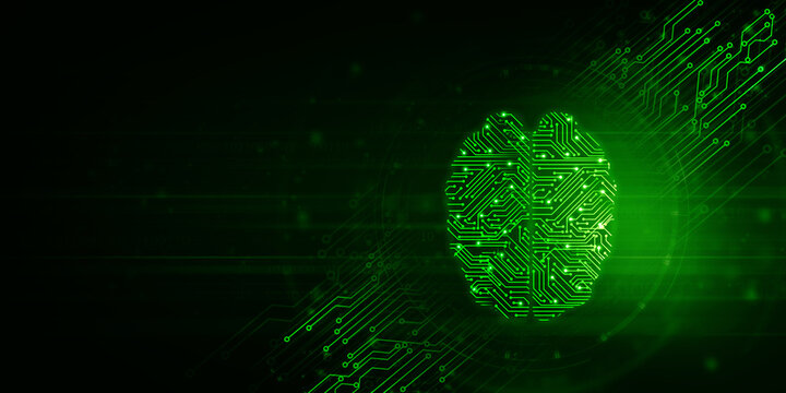 2d illustration Concept of thinking, background with brain, Abstract Artificial intelligence. Technology web background
