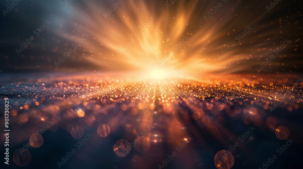 Aufkleber golden glow abstract background. an abstract image featuring a radiant golden light illuminating a d