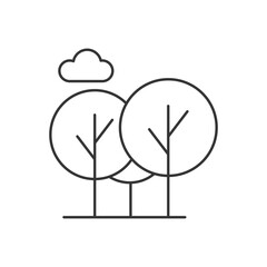 Conservation of flora and fauna, linear icon, forest conservation editable stroke symbol, conservation of nature vector outline sign.