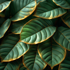Obraz premium A close up of green leaves with a hint of yellow