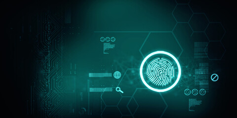 2d Illustration Fingerprint Scanning Technology Concept 