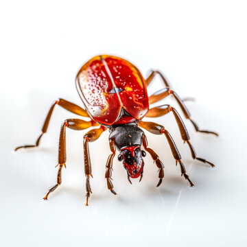 Blutsauger, Wanze (Cimex lectularius), Bettwanze, freigestellt vor wei&szlig;em Hintergrund, Generative AI