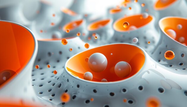 Futuristic abstract bowl like shape orange and grey background