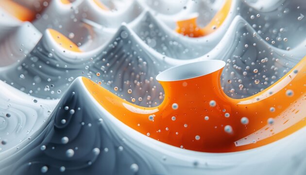 Futuristic abstract bowl like shape orange and grey background