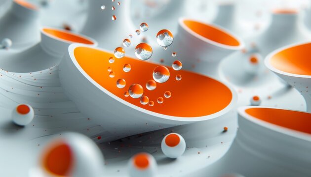 Futuristic abstract bowl like shape orange and grey background