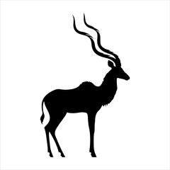 African kudu silhouette on white background. Kudu icon vector sign illustration design.
