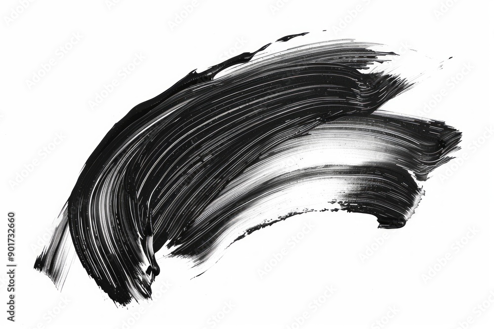 Wall mural dry black brush stroke, isolated white background