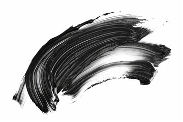 dry black brush stroke, isolated white background