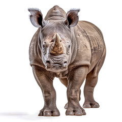 Obraz premium Prächtiges Nashorn, Rhinozeros (Rhinocerotidae), freigestellt vor weißem Hintergrund, Generative AI