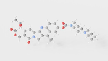 irinotecan molecule 3d, molecular structure, ball and stick model, structural chemical formula anti-cancer medication