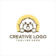 cute dog head logo vector