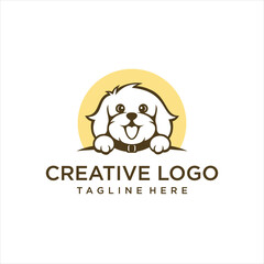 cute dog head logo vector